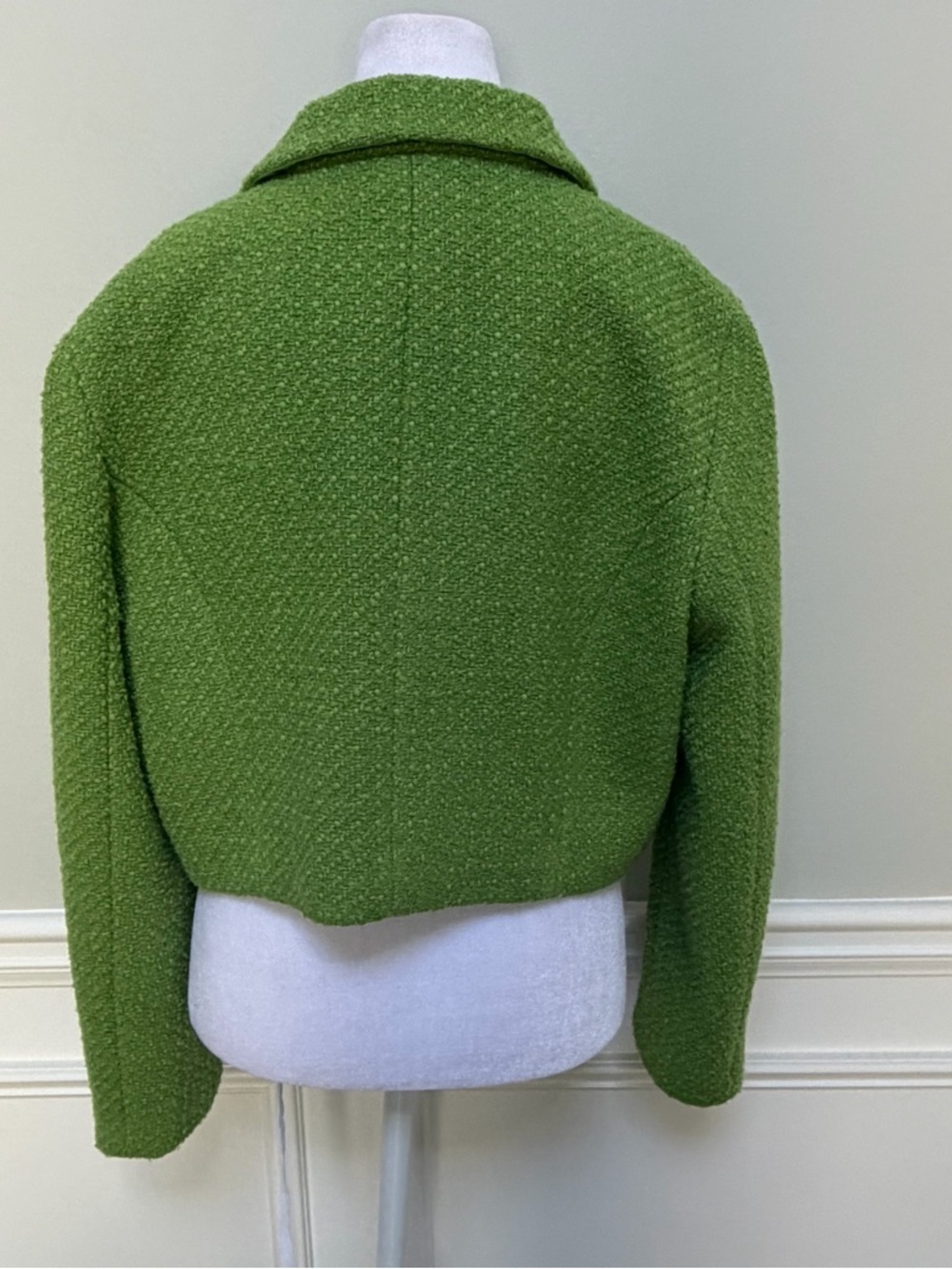 MOTF Cropped Green Bouclé Blazer Jacket Size L - Picture 5 of 10
